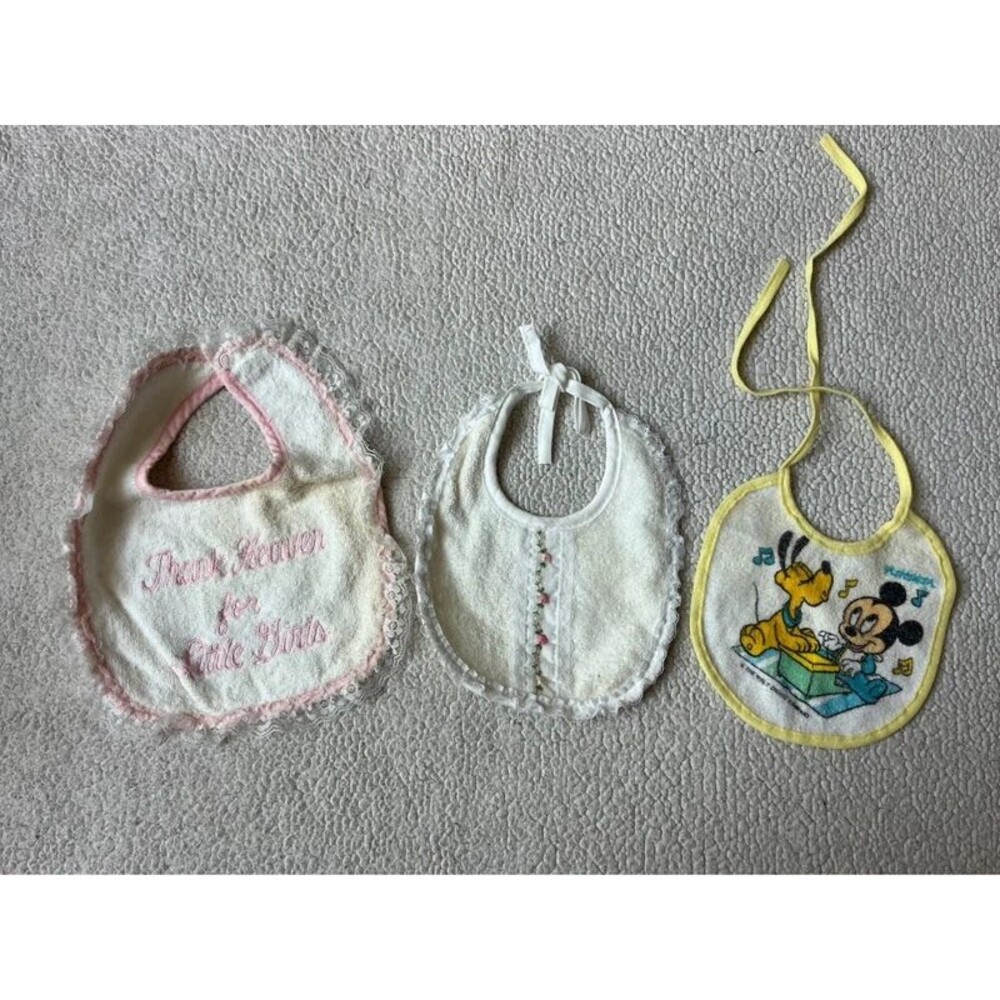 3 Vintage 1980s Baby Bibs